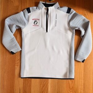 adidas Men's White and Light Gray Quarter-Zip Pullover Sweater